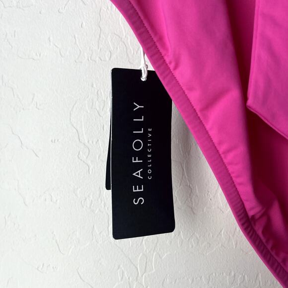 NEW Seafolly Collective Hot Pink Halter Bandeau One Piece Swimsuit Size 10 - Picture 8 of 11